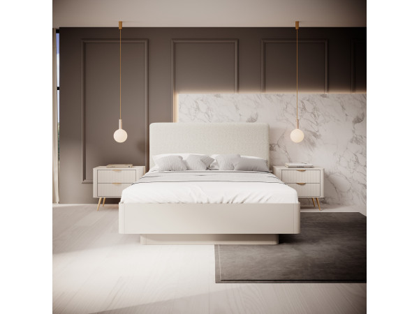 ŁÓŻKO 160 Z ZAGŁOWIEM i Stelażem pod materac Lante Beżowy.