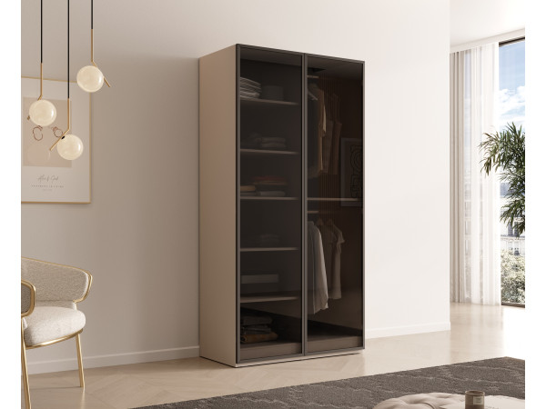 Szafa modułowa SANDBOX 100cm kolor Frontu Szkło Antisol, Korpus Kaszmir.