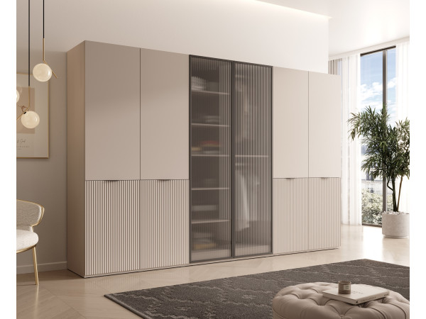 Szafa modułowa SANDBOX 300cm kolor Frontu Kaszmir + Szkło...