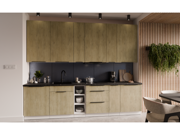 Przykładowe zestawienie kuchni Dąb CREMONA / Biały 300cm