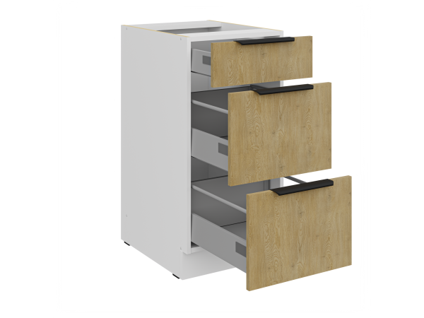 Szafka dolna 3 szuflady 40 D 3S BB - Kuchnia Dąb CREMONA / Biały