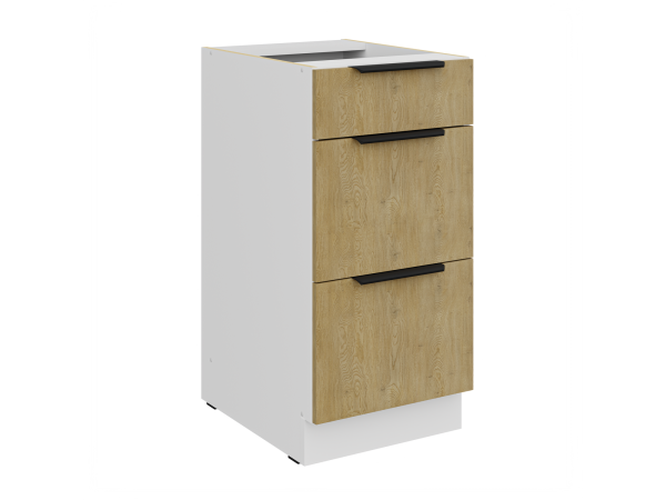 Szafka dolna 3 szuflady 40 D 3S BB - Kuchnia Dąb CREMONA / Biały