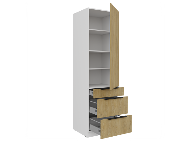 Szafka komin słupek 60 DKS-210 3S 1F - Kuchnia Dąb CREMONA / Biały