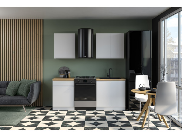 Przykładowe zestawienie kuchni Aspen Biały Połysk 200cm