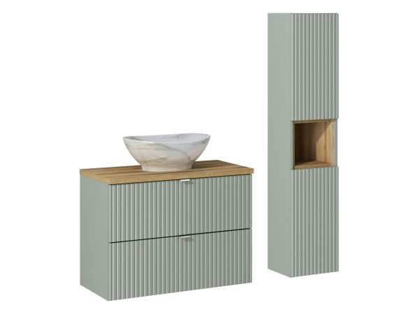 Zestaw meblowy 80cm z blatem, umywalką nablatową pati i szafką wysoką