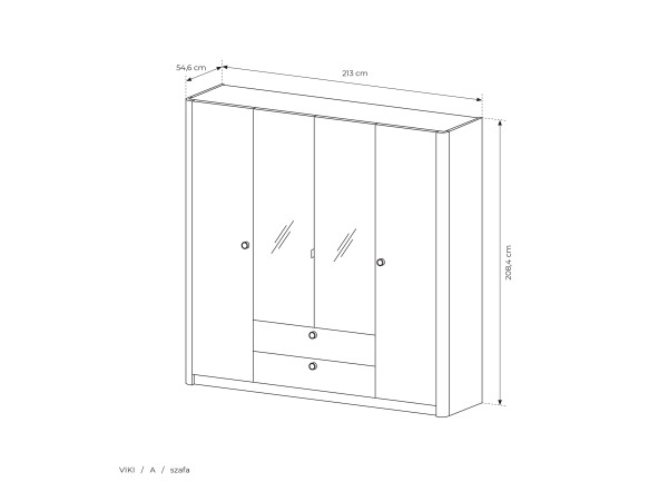 SZAFA 213 4D2S VIKI Kolor DĄB BARISTA. Stwórz własny zestaw.