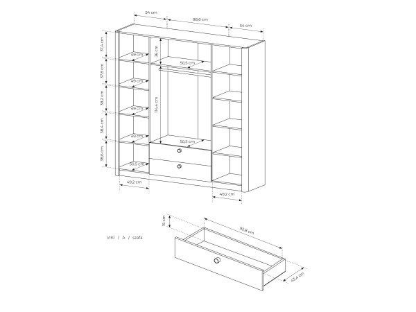 SZAFA 213 4D2S VIKI Kolor DĄB BARISTA. Stwórz własny zestaw.