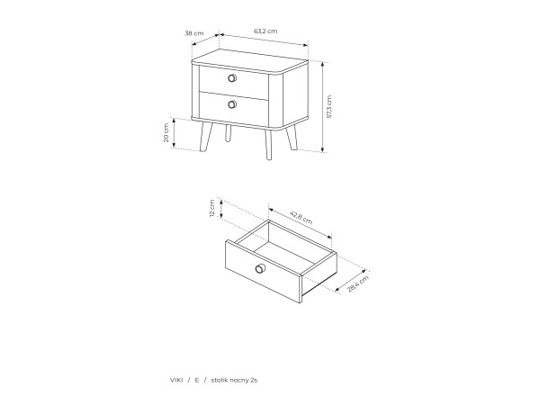 STOLIK NOCNY 2S VIKI Kolor DĄB BARISTA. Stwórz własny zestaw.