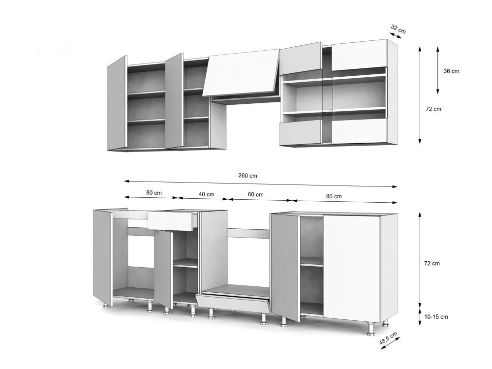 Przykładowe zestawienie kuchni 260cm Simply...