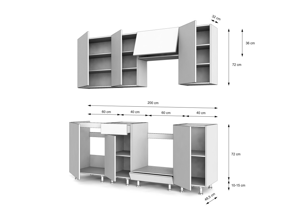 Przykładowe zestawienie kuchni 200cm Simply...