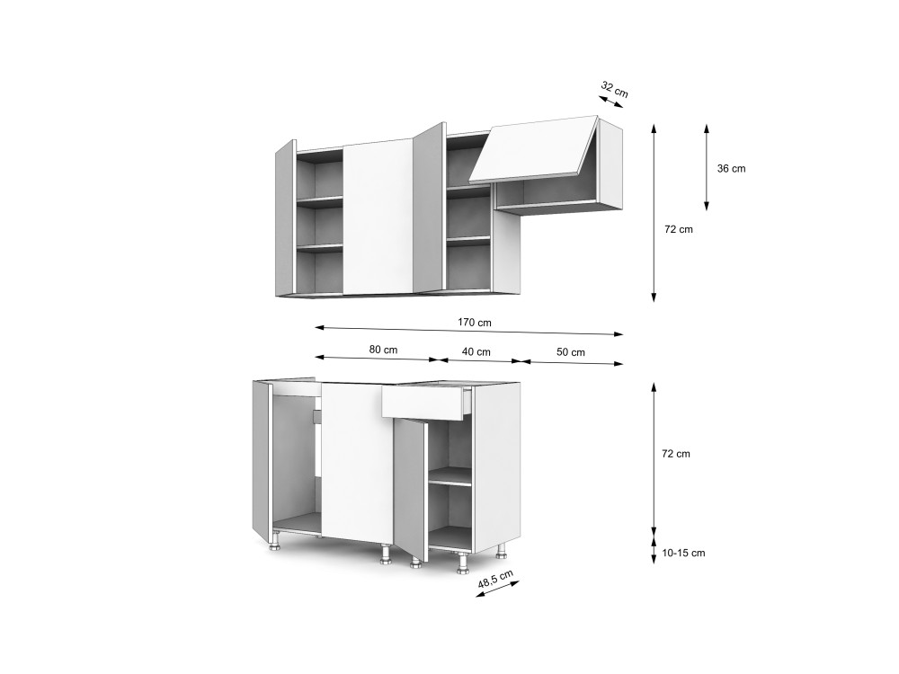 Przykładowe zestawienie kuchni 170cm Simply...