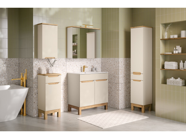 Zestaw meblowy 80cm z umywalką meblową sky, szafką wysoką i szafką z lustrem