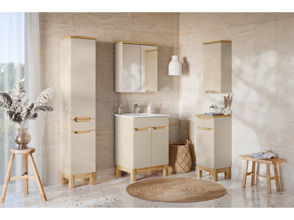 Zestaw meblowy 60cm z umywalką meblową lava, szafką wysoką i szafką z lustrem