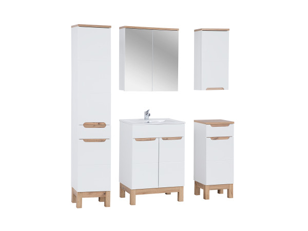 Zestaw meblowy 60cm z umywalką, szafką wysoką i szafką z lustrem