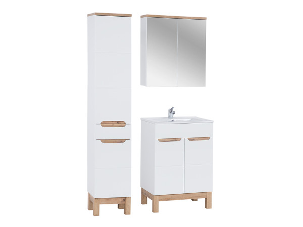 Zestaw meblowy 60cm z umywalką, szafką wysoką i szafką z lustrem