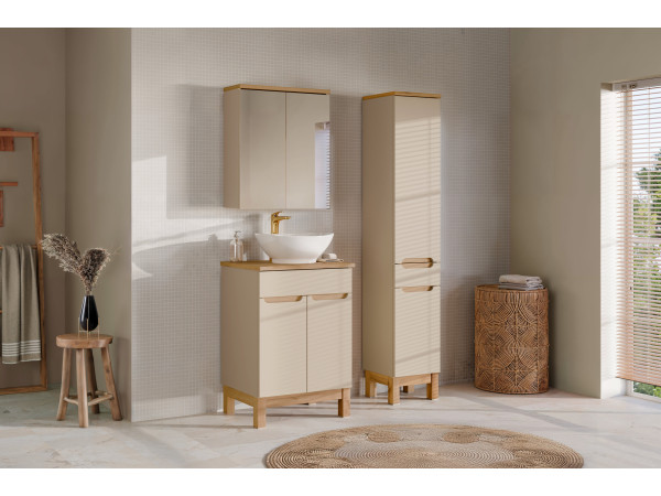 Zestaw meblowy 60cm z blatem, umywalką nablatową lola i szafką wysoką