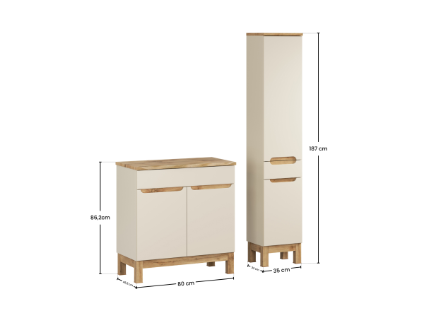 Zestaw meblowy 80cm z blatem i szafką wysoką