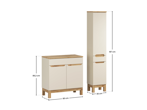 Zestaw meblowy 80cm z blatem i szafką wysoką