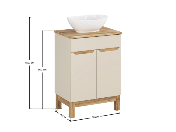 Zestaw meblowy 60cm z blatem i umywalką nablatową lola