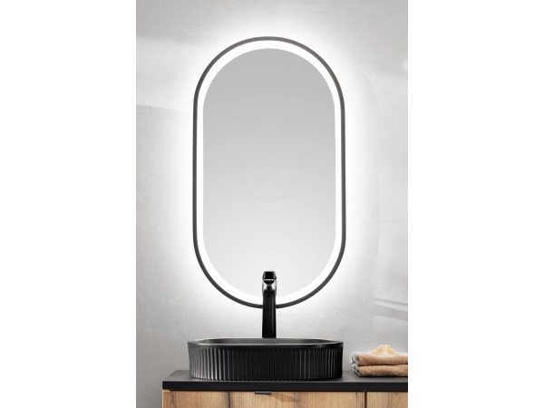 Zestaw meblowy 140cm z blatem, dwoma umywalkami nablatowymi magic, szafkami wysokimi i lustrem led