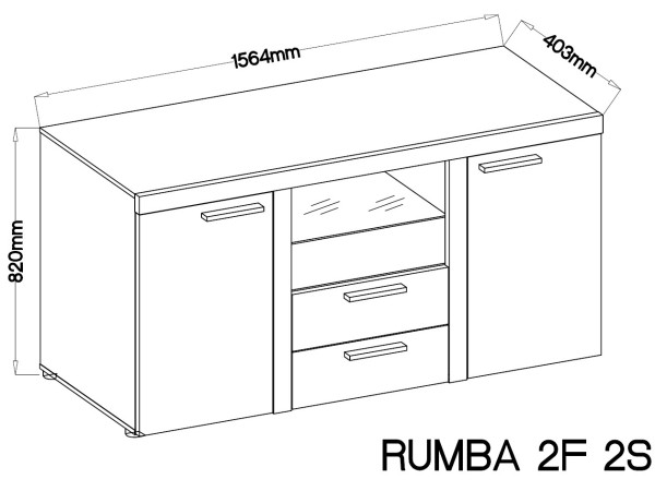 Meblościanka + Komoda Rumba Sonoma. Meble Pokojowe, Salonu.