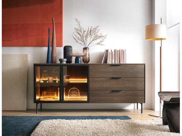 KOMODA 181 2D3S + LED Lumi Dąb Dunin. Stwórz własny zestaw.