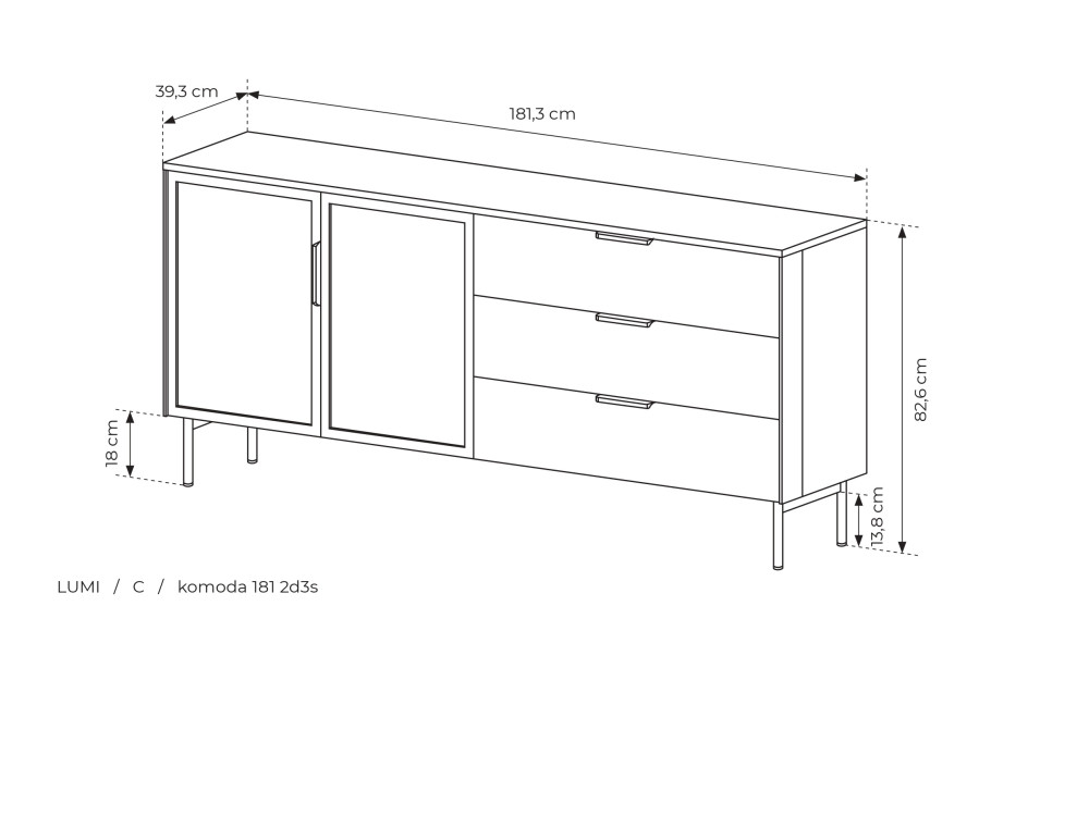 KOMODA 181 2D3S + LED Lumi Kaszmir. Stwórz...