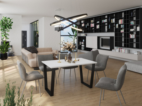 Stół Cezar kolor Biały. Metalowe Nogi.