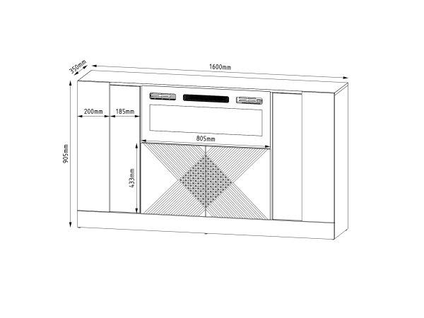 DIUNA-01 Komoda z kominkiem 160cm Biały Mat / Biały Połysk DIUNA-01 Komoda z kominkiem 160cm Biały Mat / Biały Połysk