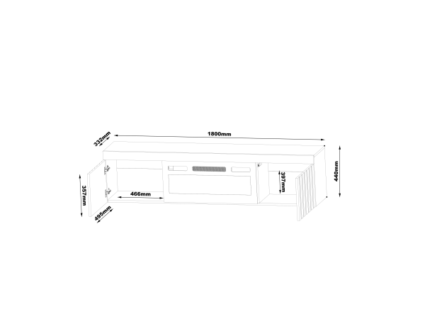Szafka RTV KNOXVILLE z kominkiem 180cm Biała Szafka RTV KNOXVILLE z kominkiem 180cm Biała