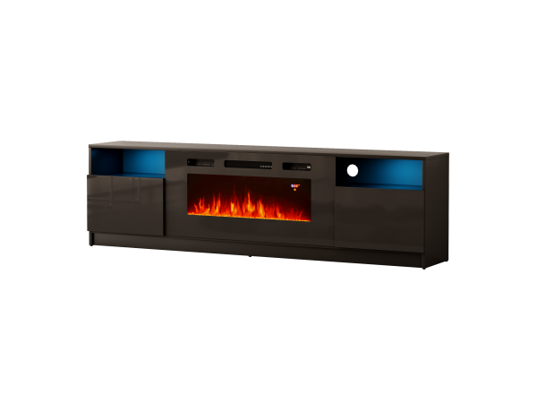 Szafka RTV YORK z kominkiem 200cm Czarna Szafka RTV YORK z kominkiem 200cm Czarna