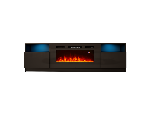 Szafka RTV YORK z kominkiem 200cm Czarna Szafka RTV YORK z kominkiem 200cm Czarna