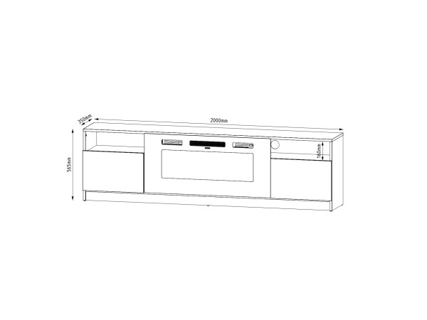 Szafka RTV YORK z kominkiem 200cm Czarna Szafka RTV YORK z kominkiem 200cm Czarna