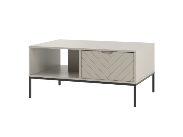 Stolik kawowy w jodełkę Aspen 05 cashmere mat czarny stelaż