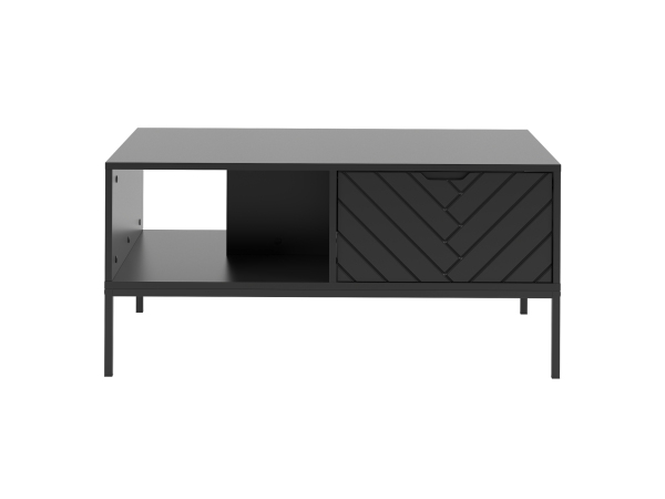 Stolik kawowy w jodełkę Aspen 05 czarny mat czarny stelaż