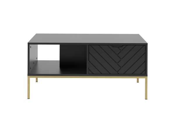 Stolik kawowy w jodełkę Aspen 05 czarny mat złoty stelaż