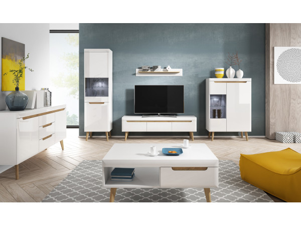 NORDI BIAŁE POŁYSK. Meble Pokojowe, do Salonu. Komoda,...