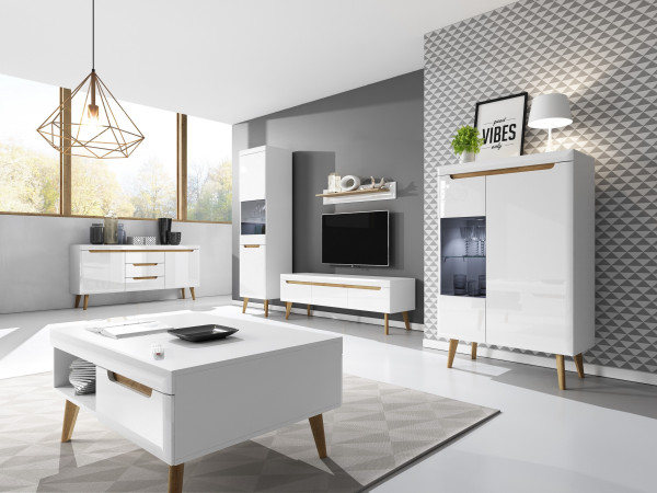 NORDI BIAŁE POŁYSK. Meble Pokojowe, do Salonu. Komoda,...