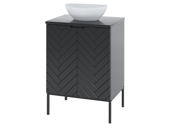 ASPEN-09 Szafka z Umywalką i Blatem CZARNY-Czarny Stelaż Zestaw-13