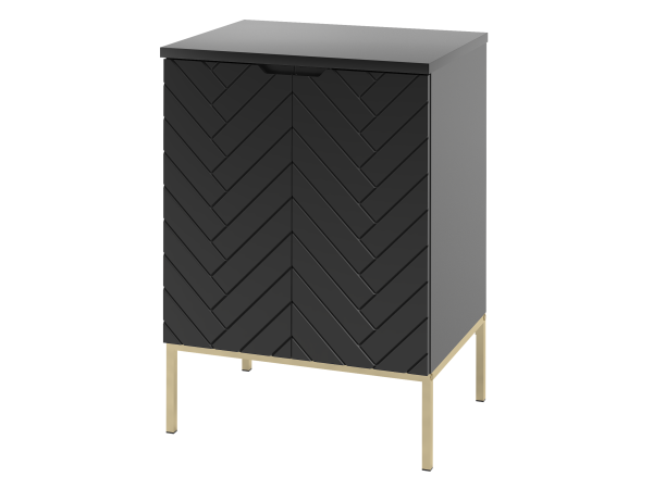 ASPEN-09 Szafka pod umywalkę z Blatem CZARNY MAT-Złoty Stelaż Zestaw-11