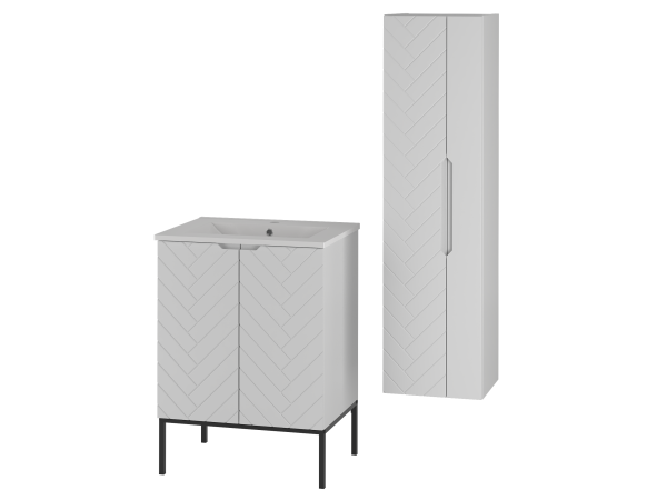 ASPEN-09 Szafka z Umywalką wpuszczaną 60 cm BIAŁA / CZARNY STELAŻ Zestaw-26