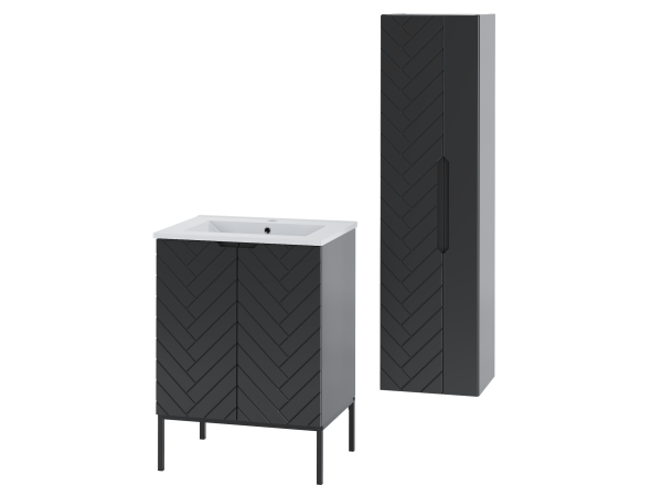 ASPEN-09 Szafka z Umywalką wpuszczaną 60 cm CZARNA/CZARNY STELAŻ Zestaw-26