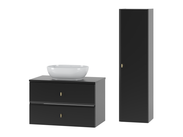 RAY-01 Szafka z Umywalką i Blatem 80 cm CZARNY MAT Zestaw-34