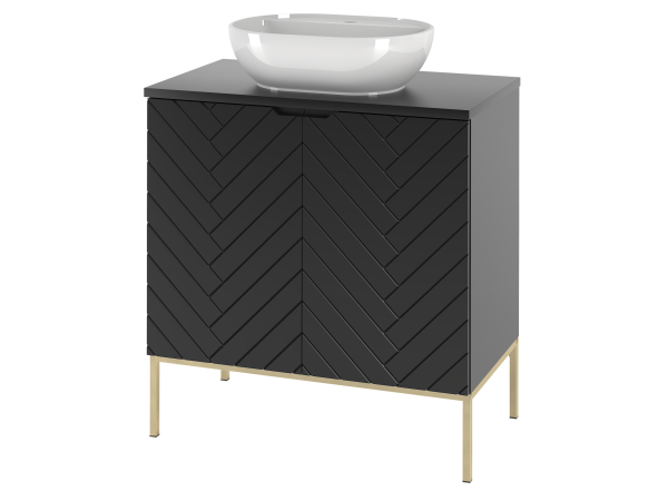 ASPEN-08 Szafka z Umywalką i Blatem 80 cm CZARNY MAT Zestaw-31