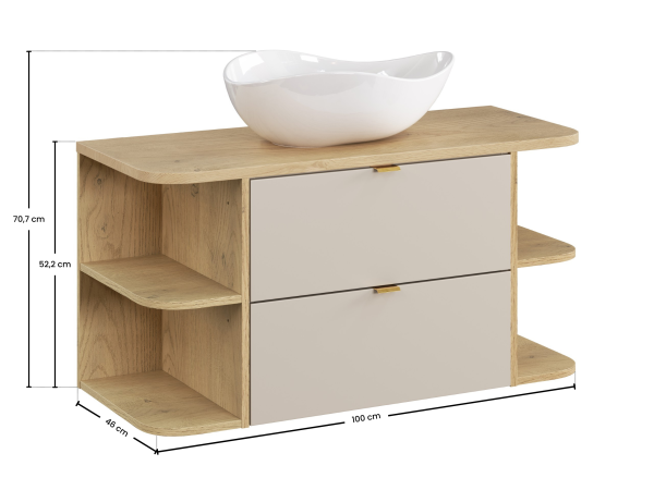 Zestaw meblowy 100cm z blatem i umywalką nablatową cloud