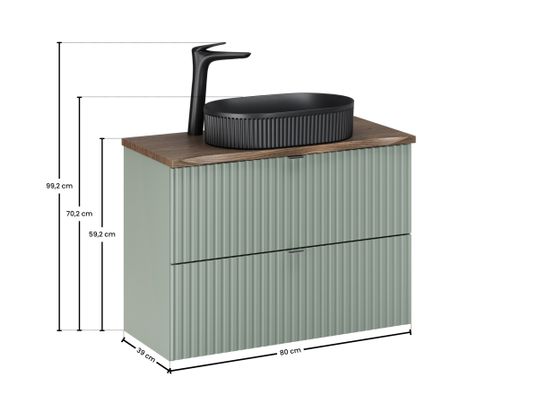 Zestaw meblowy 80cm z blatem i umywalką nablatową beyond