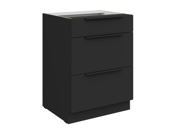 Szafka dolna 3 szuflady 60 D 3S BB Kuchnia ARIA Fronty Czarne AFM