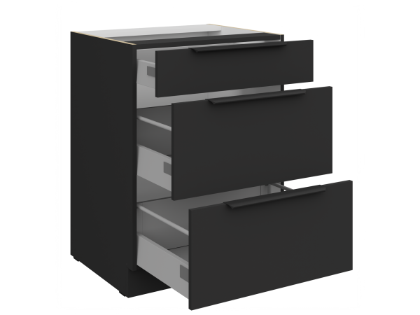 Szafka dolna 3 szuflady 60 D 3S BB Kuchnia ARIA Fronty Czarne AFM