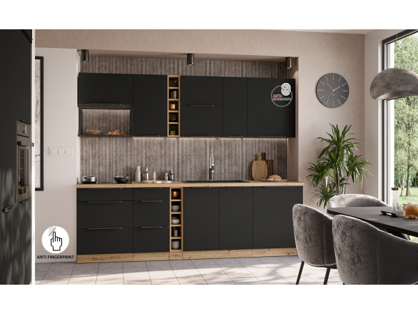 Zabudowa lodówki 60 LO-210 2F Kuchnia ARIA Fronty Czarne AFM