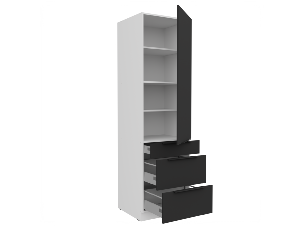 Szafka komin słupek 60 DKS-210 3S 1F Kuchnia ARIA Fronty Czarne AFM